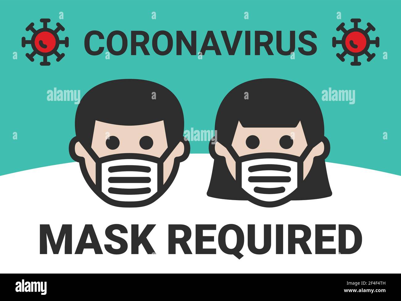 Face Mask Required, No Mask No entry. Coronavirus prevention Sign. Stock Vector
