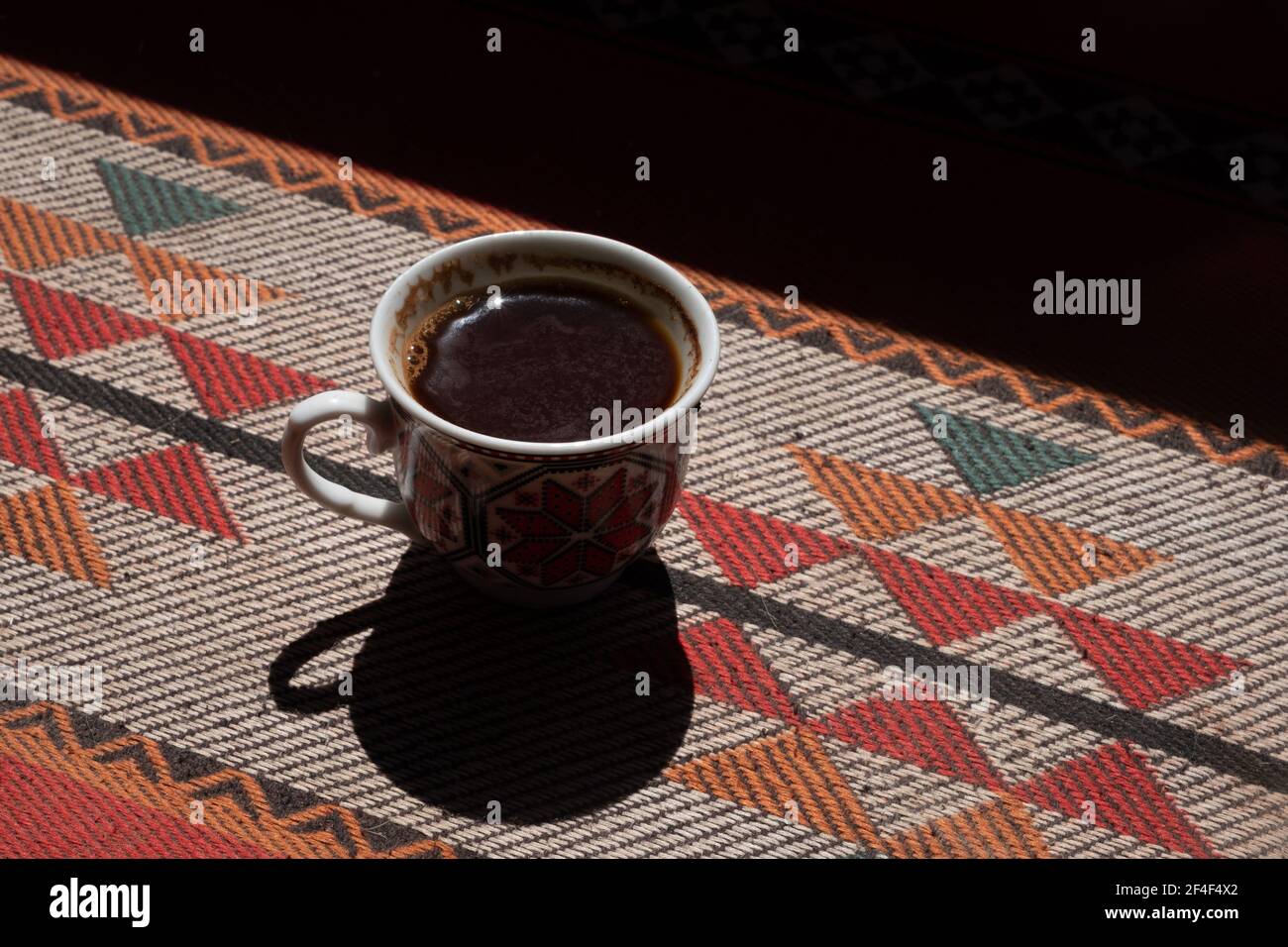 Turkish coffee on coloured backround Stock Photo