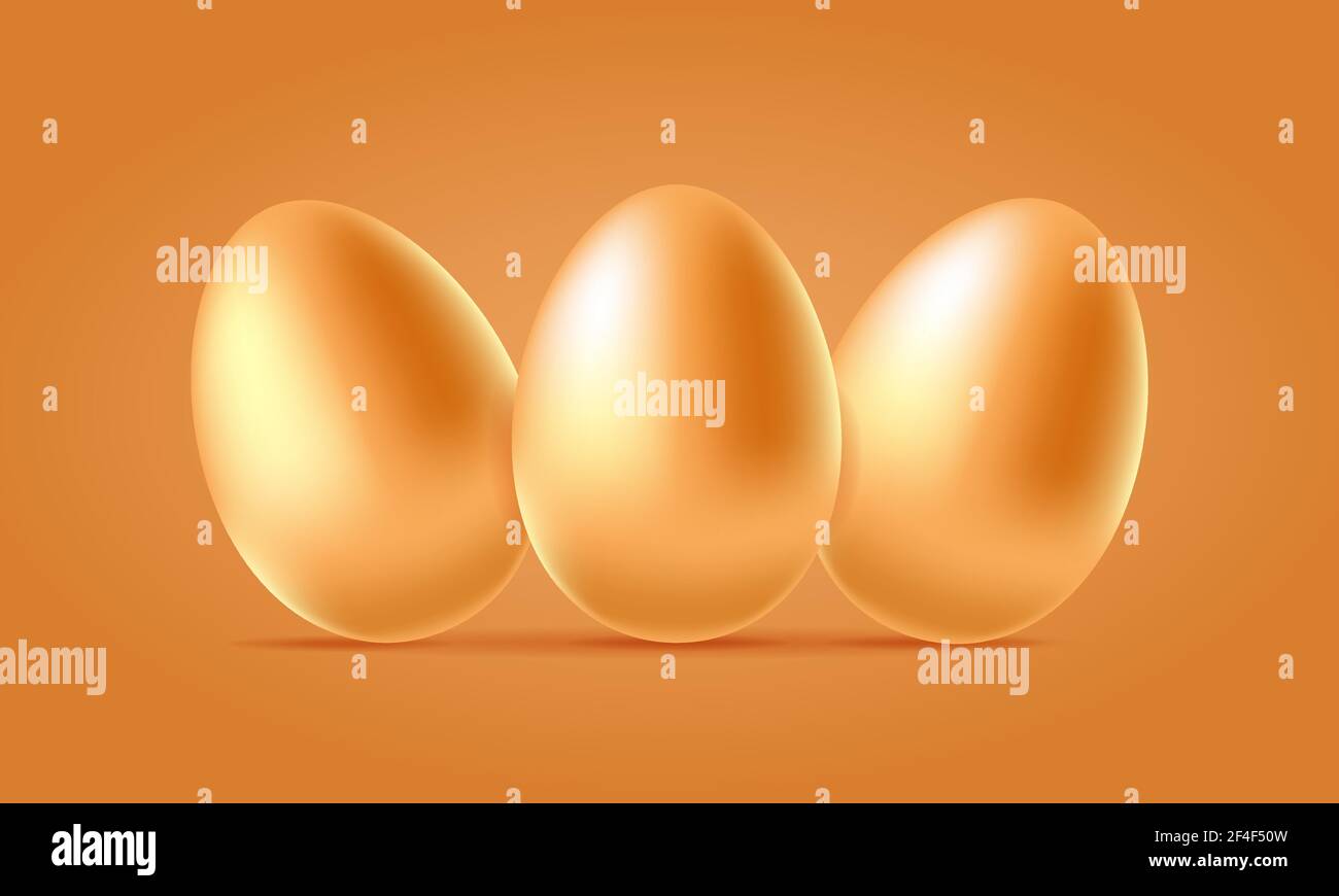 Easter eggs on light background. 3d render, digitally generated template. Stock Vector