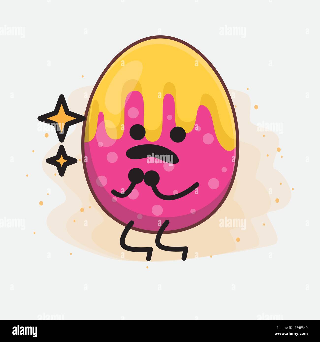 Vector Illustration of Easter Egg Character with cute face, simple ...