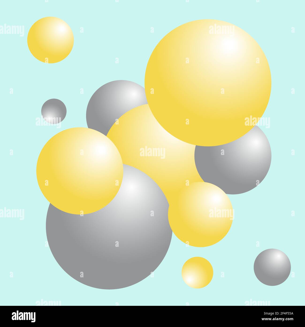 Abstract 3d yellow and gray balls. Abstract vector illustration. Stock Vector
