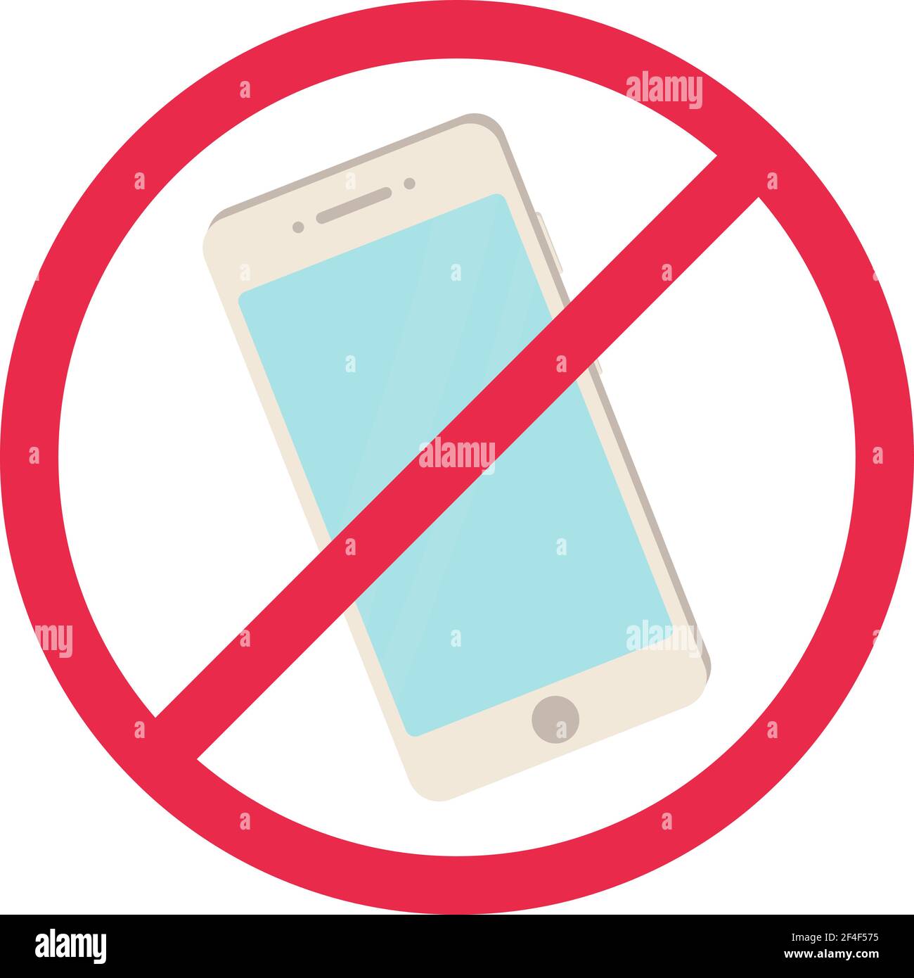 No phone sign. Red smartphone prohibited rule symbol.Turn off telephone, no allowed concept. Stock vector iilustration in cartoon style isolated on Stock Vector