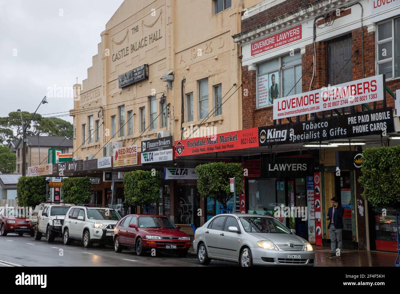 Businesses on Railway Street, Rockdale, Sydney, NSW, Australia Stock Photo