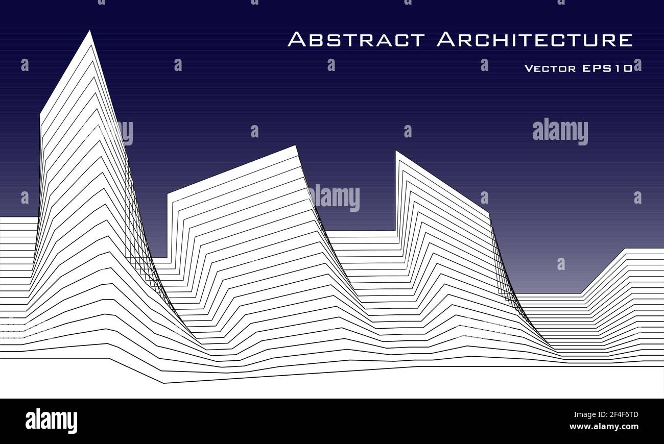Architectural background. Abstract architecture. Black and white vector ...