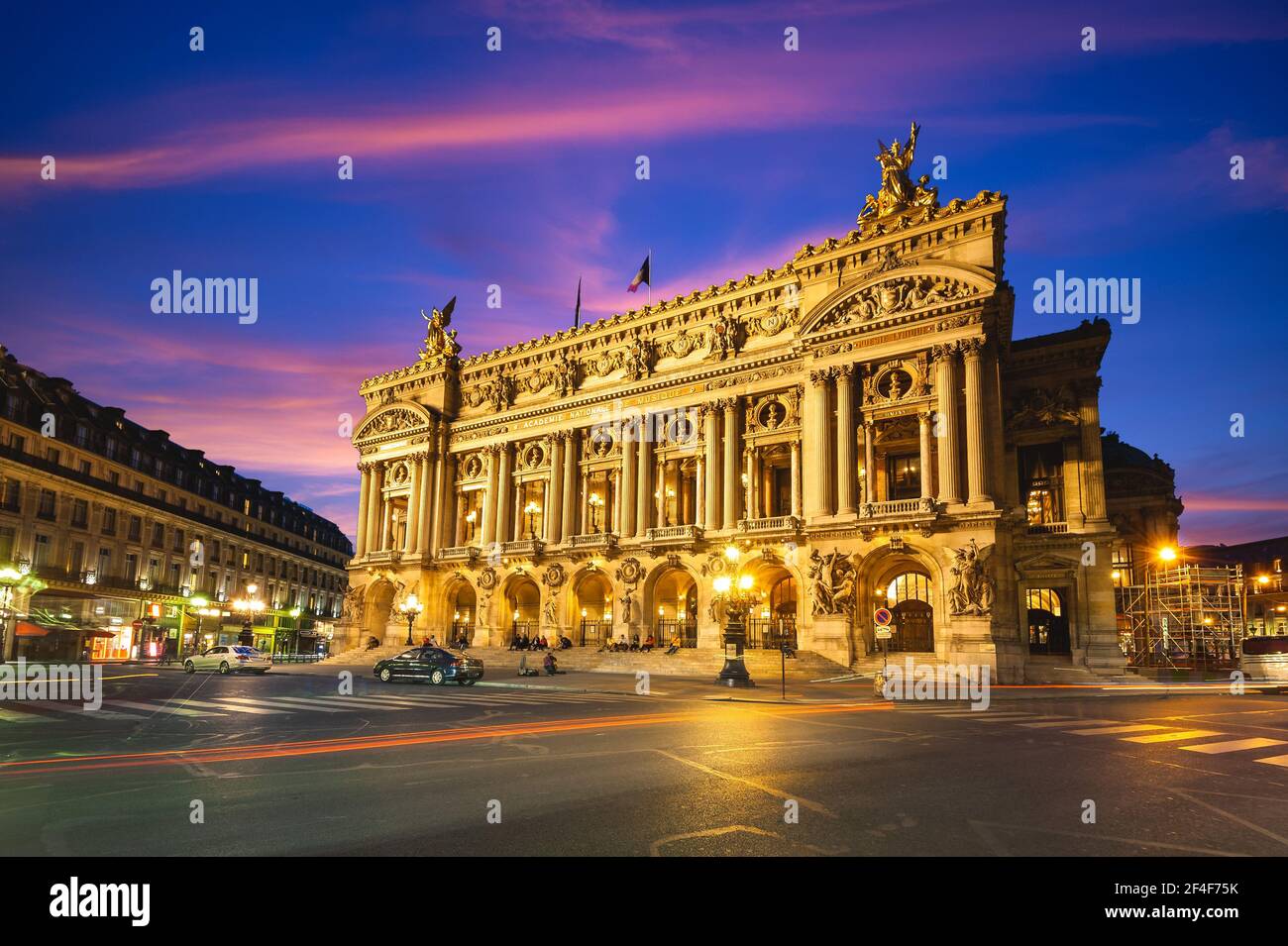 Night view of the Palais Garnier, Opera in Paris, france Stock Photo