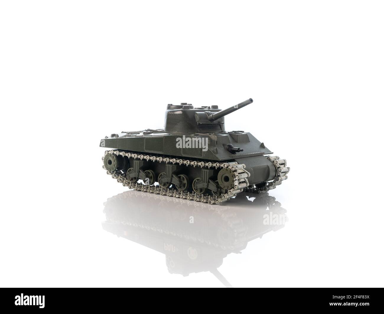 M4 Sherman, officially a medium tank, the M4, the most used medium tank by the United States and Western Allies during World War II, isolated on white Stock Photo