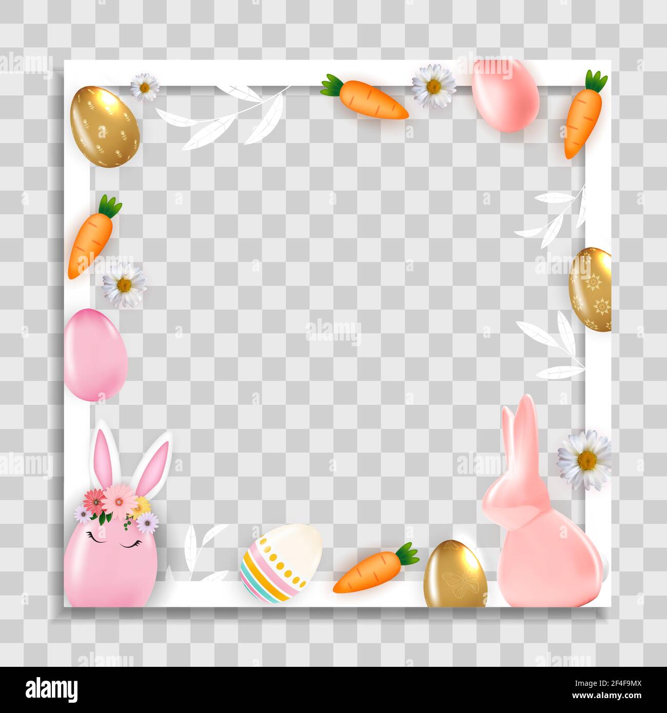Empty Photo Frame Template with Easter Background for Media Post  in Social Network. Vector Illustration EPS10 Stock Vector