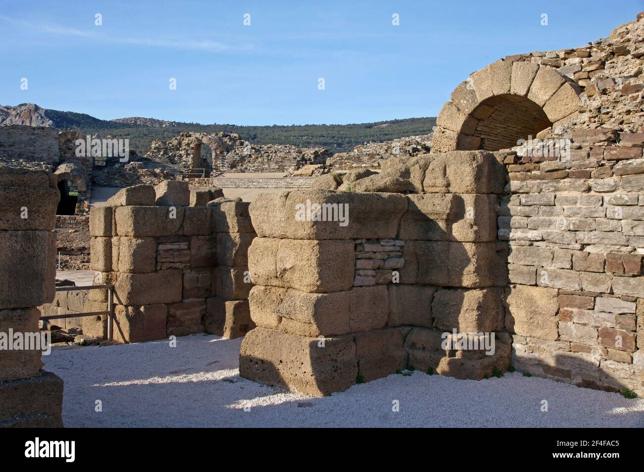 Spain: part of the amphitheatre in the Roman city of Baelo Claudia near Bolonia Stock Photo