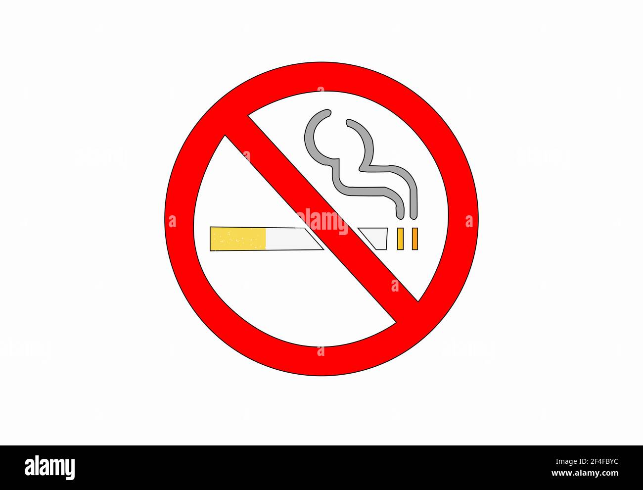 Warning sign smoking prohibited on white background Stock Photo