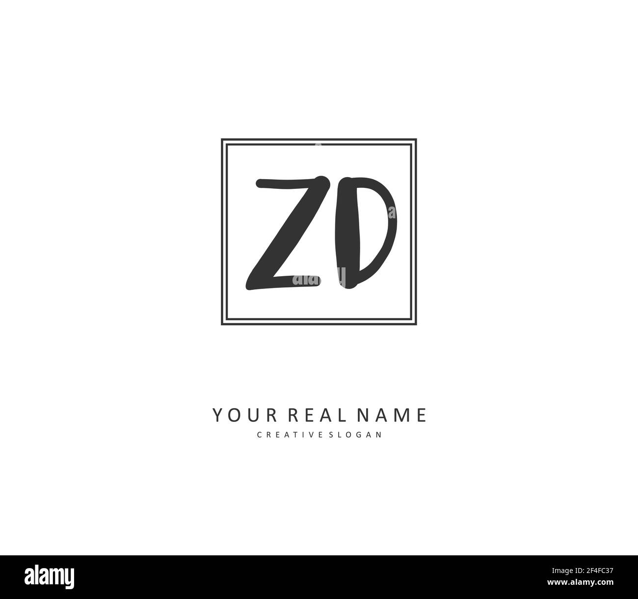 ZD Initial letter handwriting and signature logo. A concept handwriting initial logo with template element. Stock Vector
