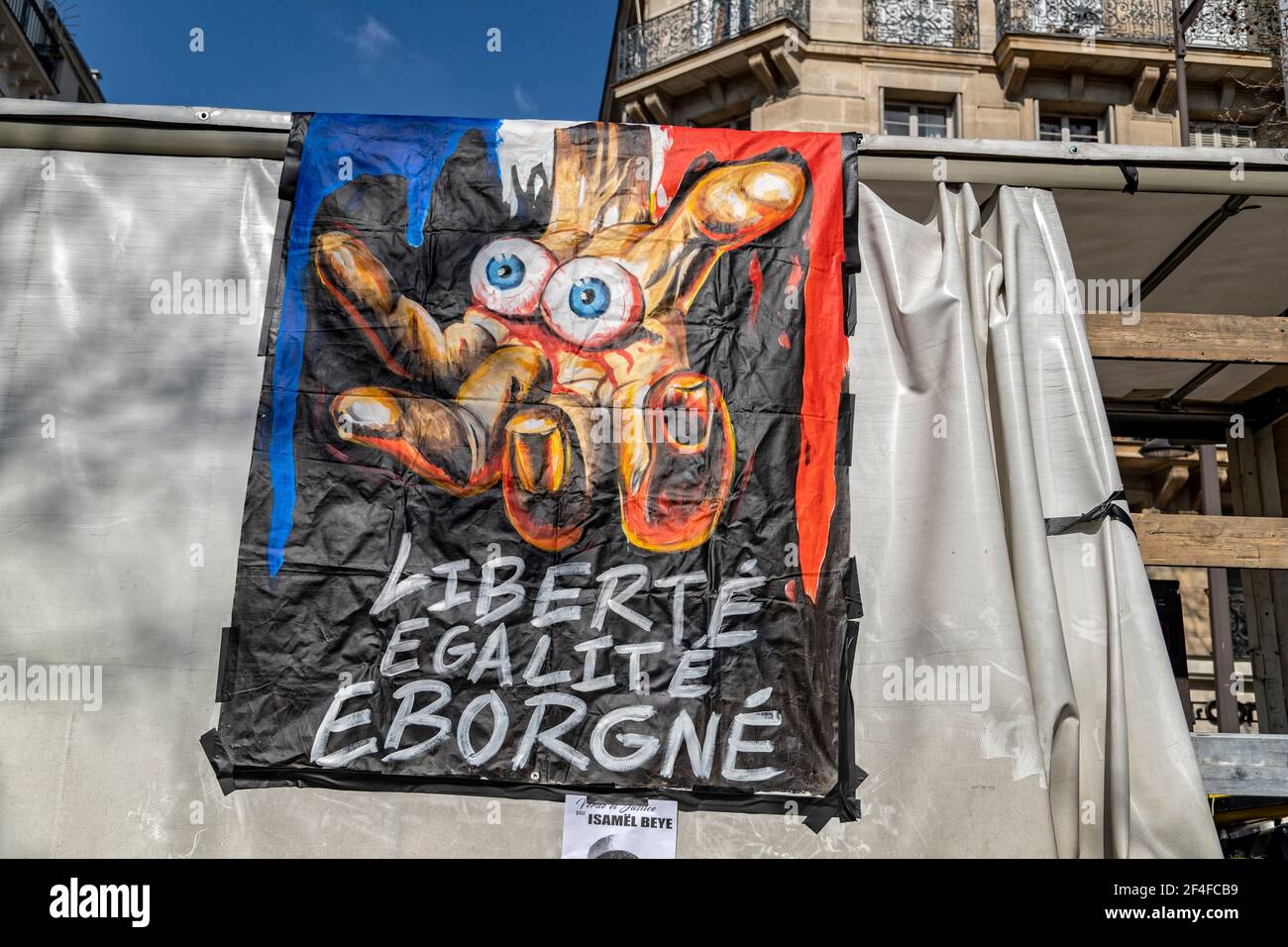 Paris, France. 20th March, 2021. Demonstration of families of victims of police violence, against the denial of human rights, impunity and justice Stock Photo