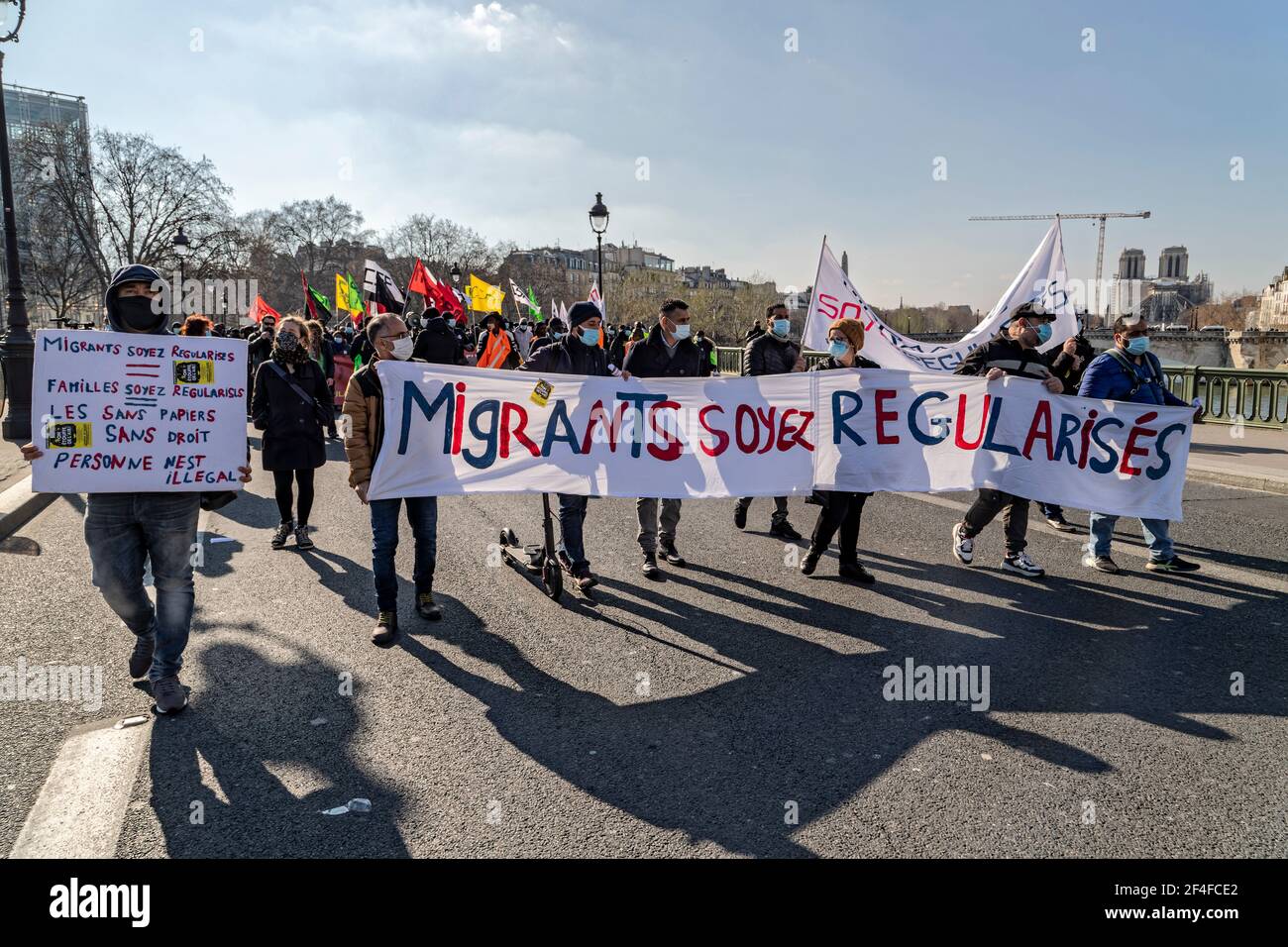 Paris, France. 20th March, 2021. Demonstration of families of victims of police violence, against the denial of human rights, impunity and justice Stock Photo