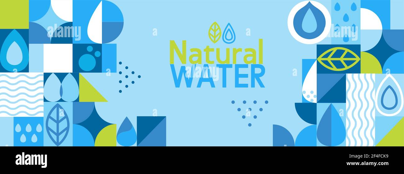 Natural water,horizontal geometric banner. Stock Vector