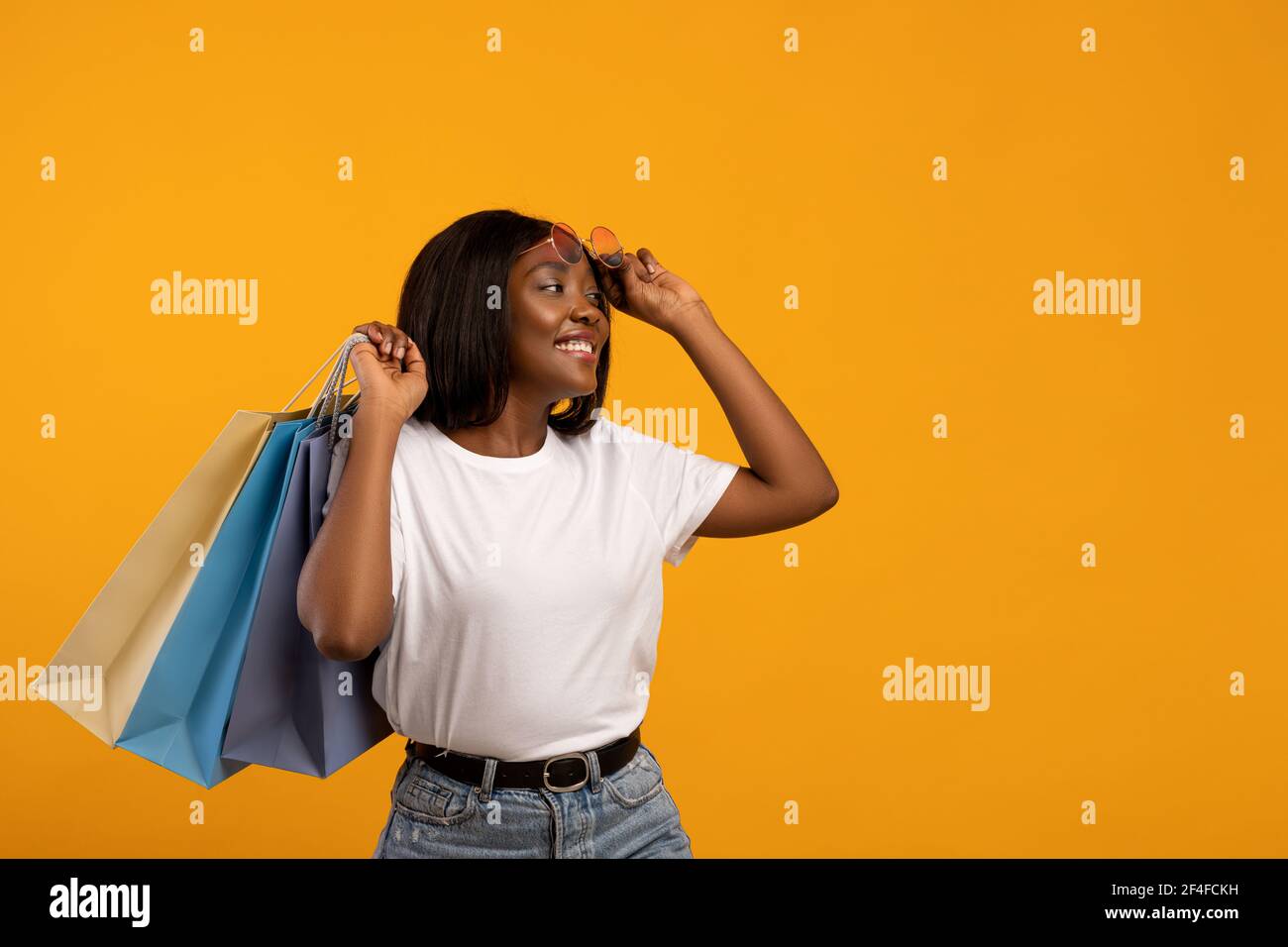 Joyful black woman glasses hi-res stock photography and images - Alamy