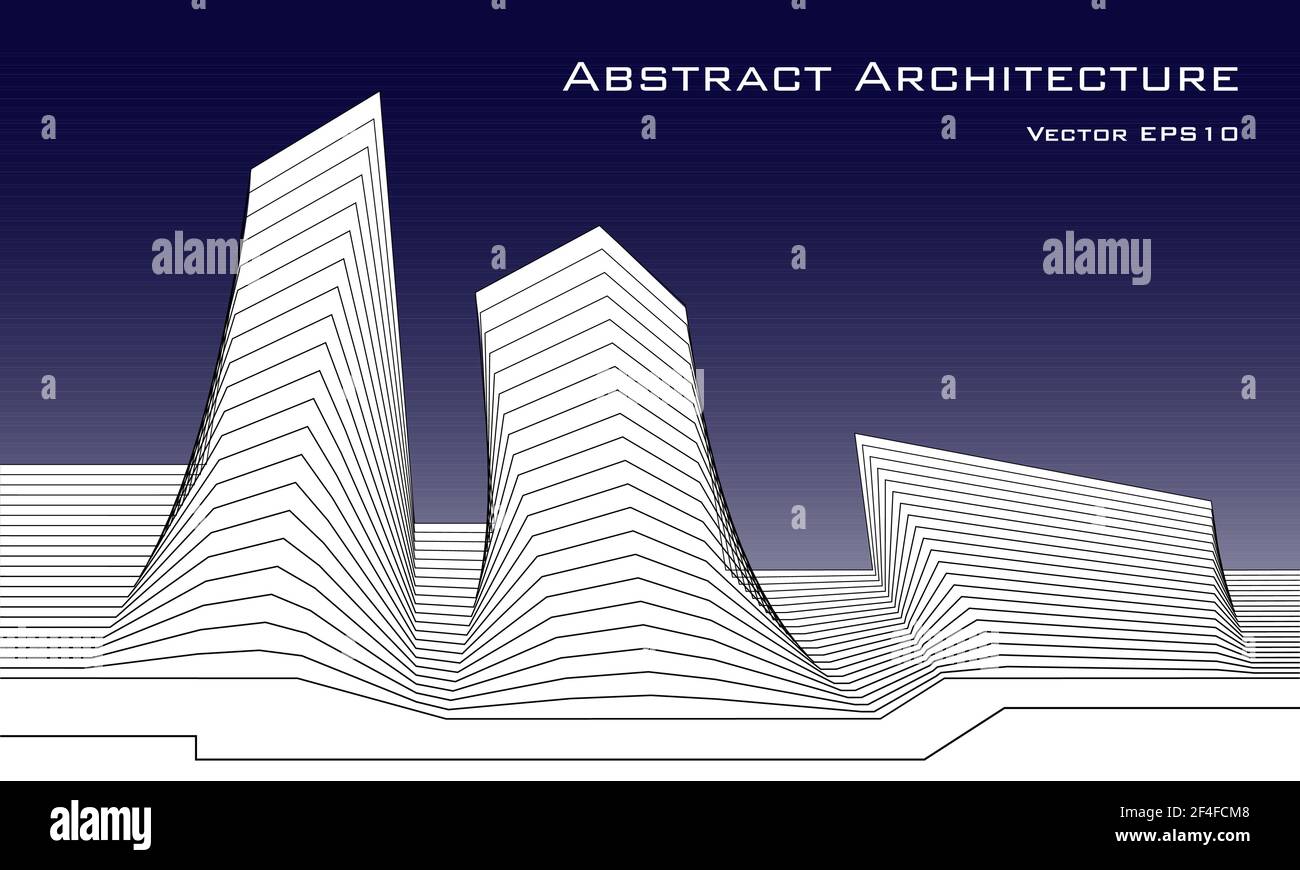 Architectural background. Abstract architecture. Black and white vector ...