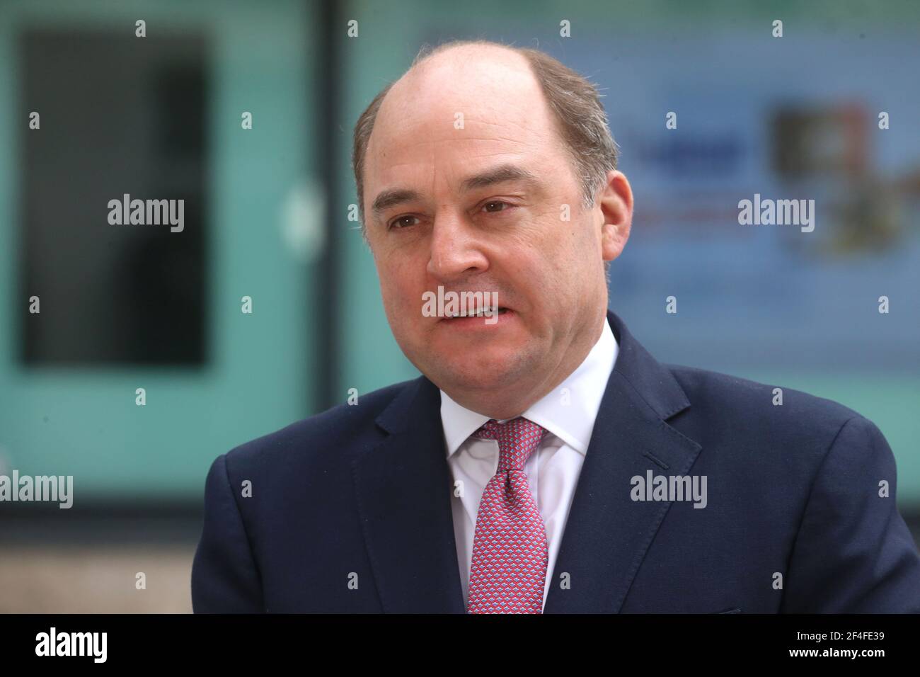 London, UK. 21st Mar, 2021. Ben Wallace, Defence Secretary, at the BBC Studios to appear on 'The Andrew Marr Show'. Credit: Karl Black/Alamy Live News Stock Photo