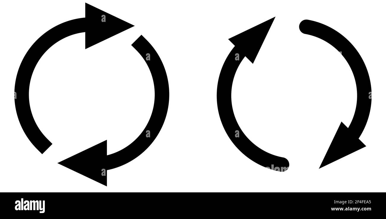 Circle made of two joining arrows simple cycle sign or icon Stock