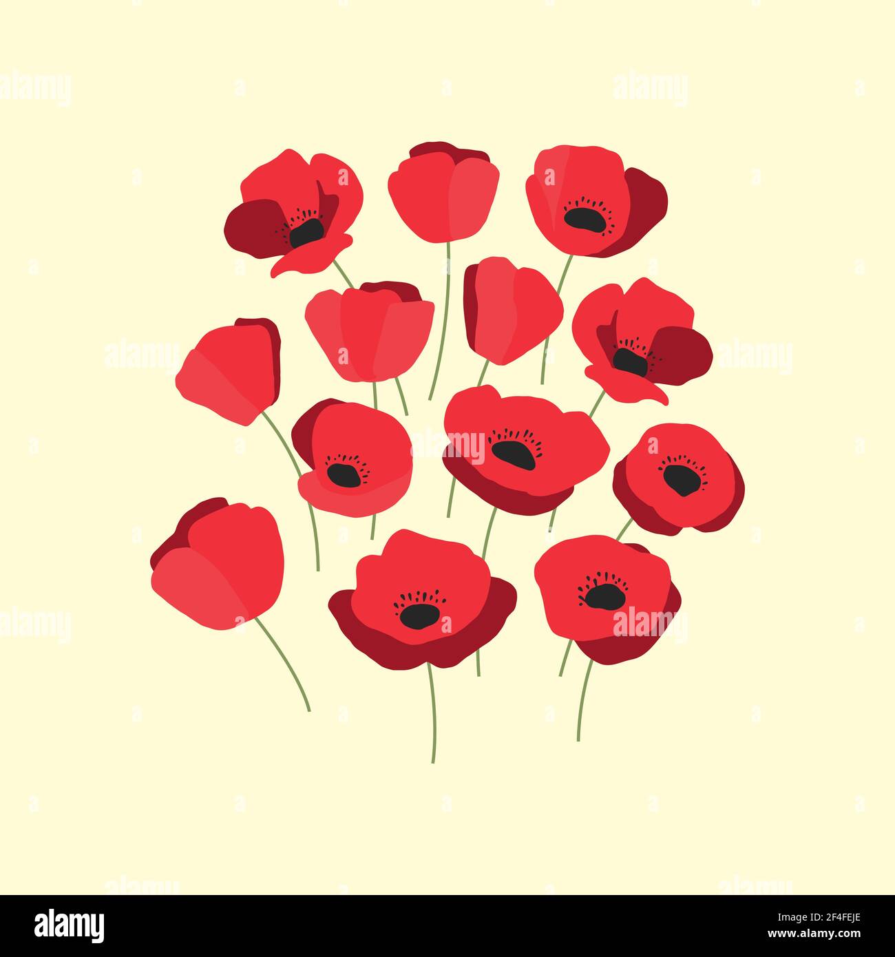 Vector illustration of bunch of aromatic red poppies Stock Vector Image ...