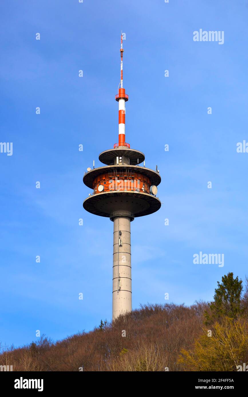 Telecommunication tower Riegelstein, Franconia, Bavaria, Germany Stock Photo