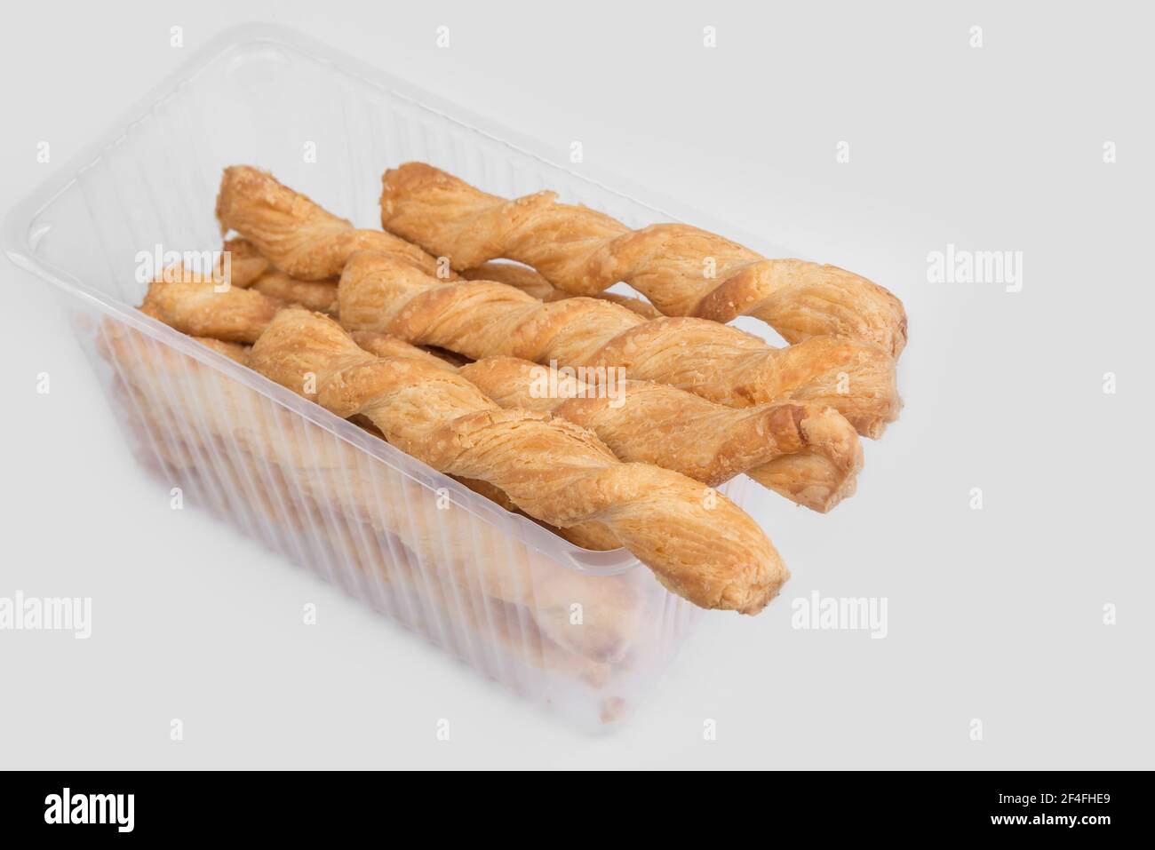 Cheese twisted Pastry stick on a white Stock Photo