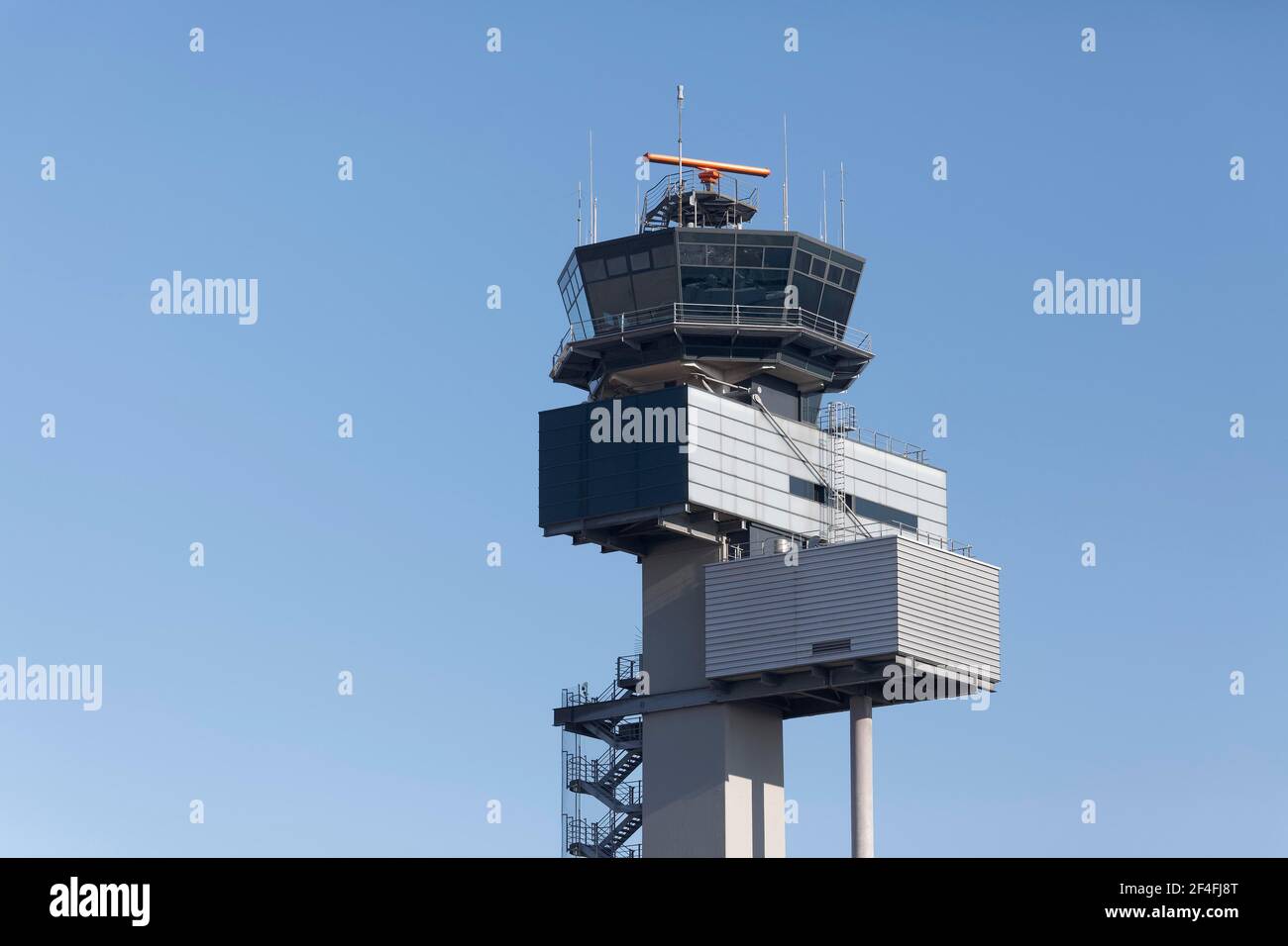 Air Traffic Control Tower, Duesseldorf Airport, Duesseldorf, North Rhine-Westphalia, Germany Stock Photo