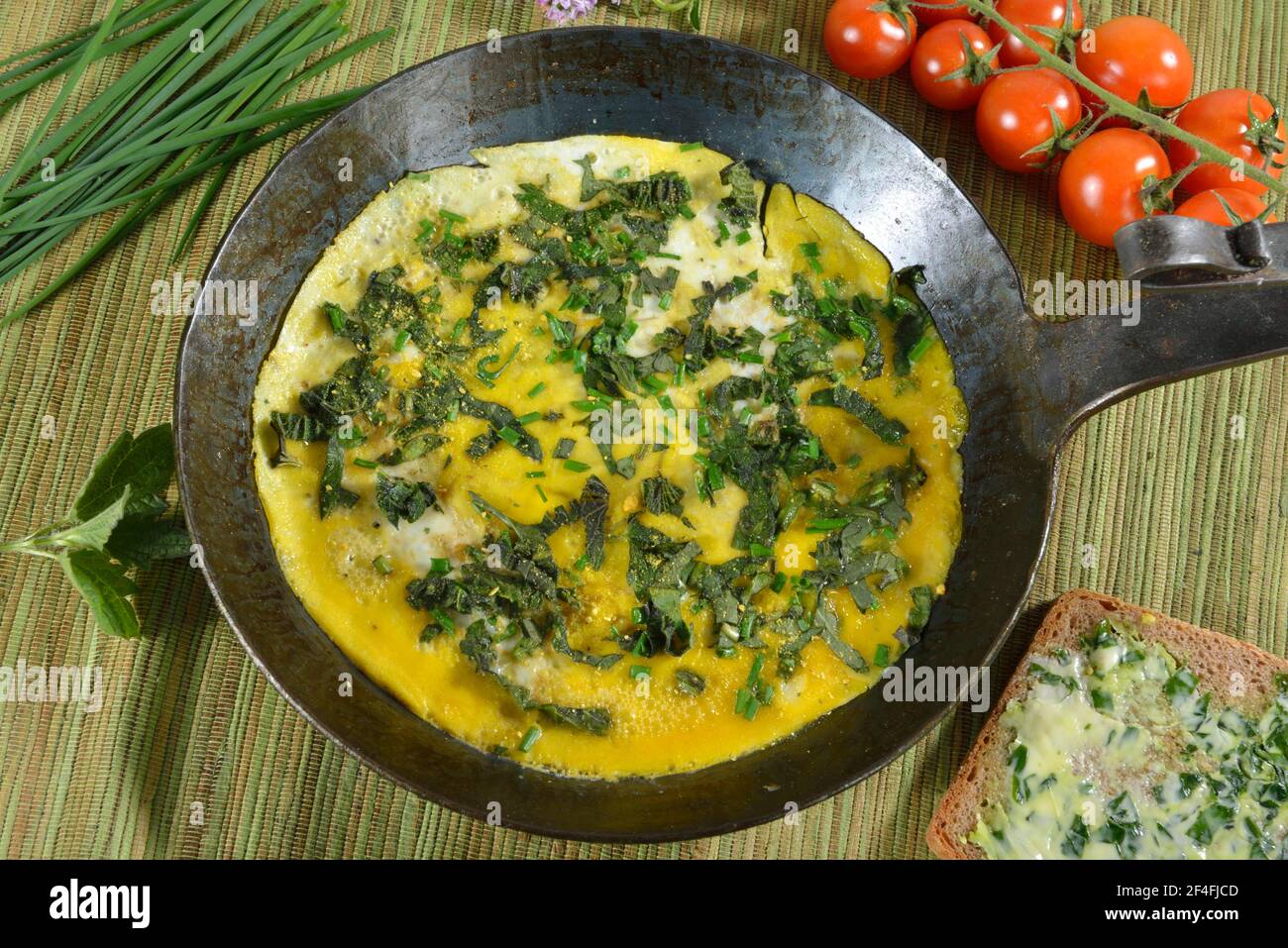 Herb omelette Stock Photo