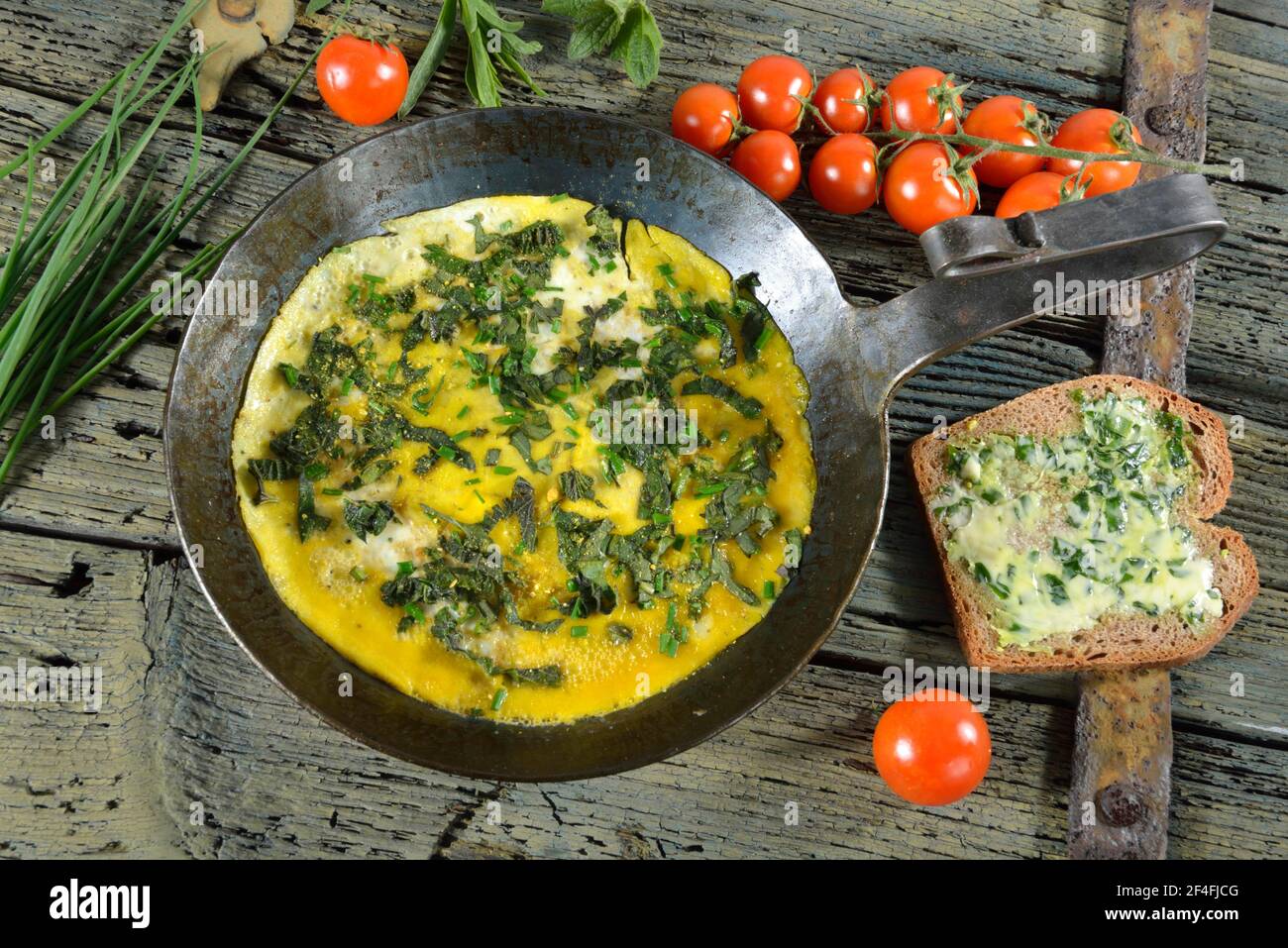 Herb omelette Stock Photo