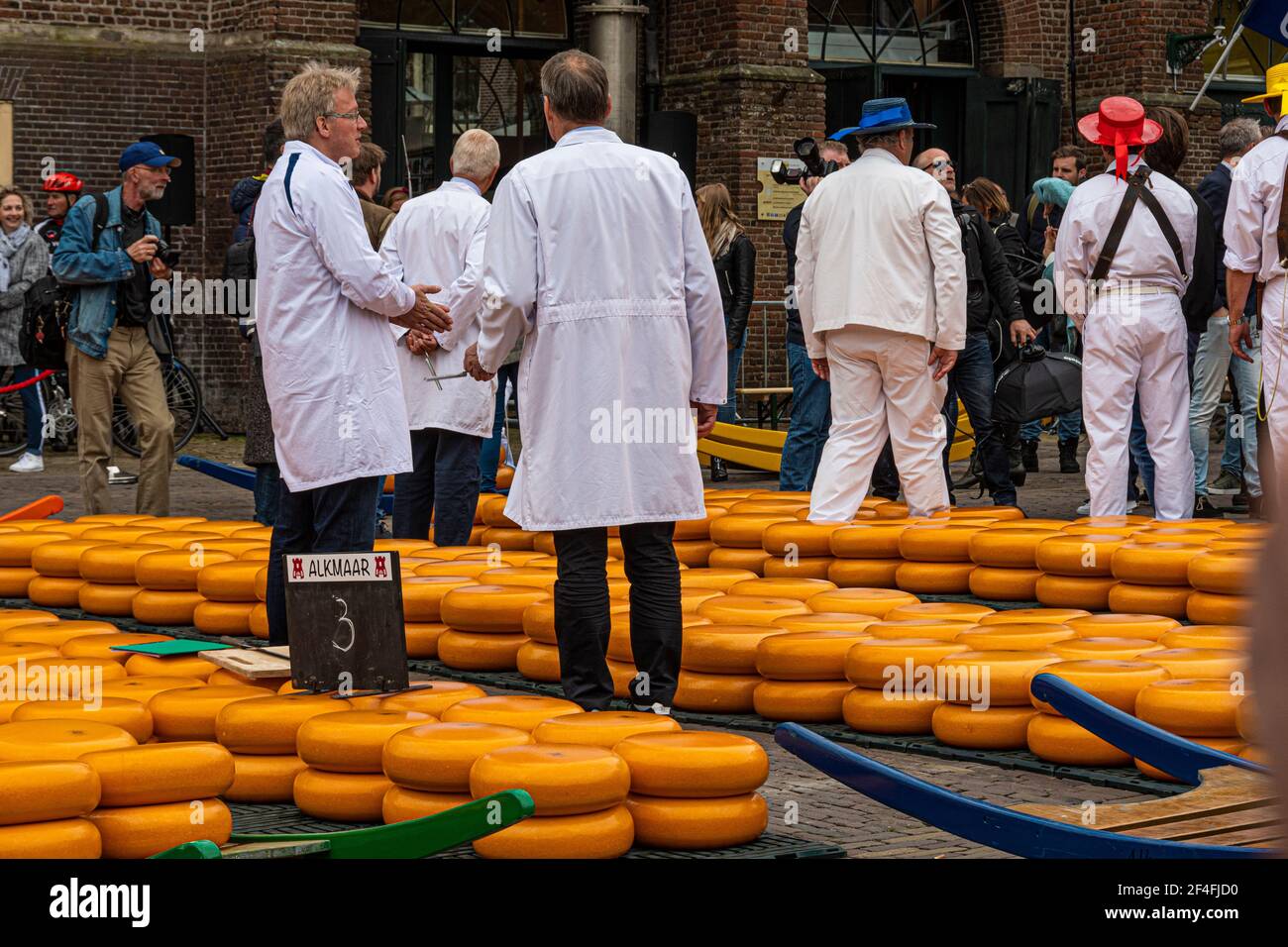 Alkmaar, Netherlands; May 18, 2018: Cheese Market the specialists Stock Photo