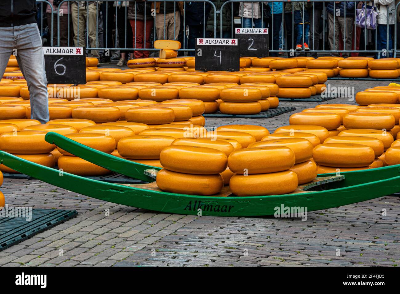 Alkmaar, Netherlands; May 18, 2018: Cheese Market transport Stock Photo