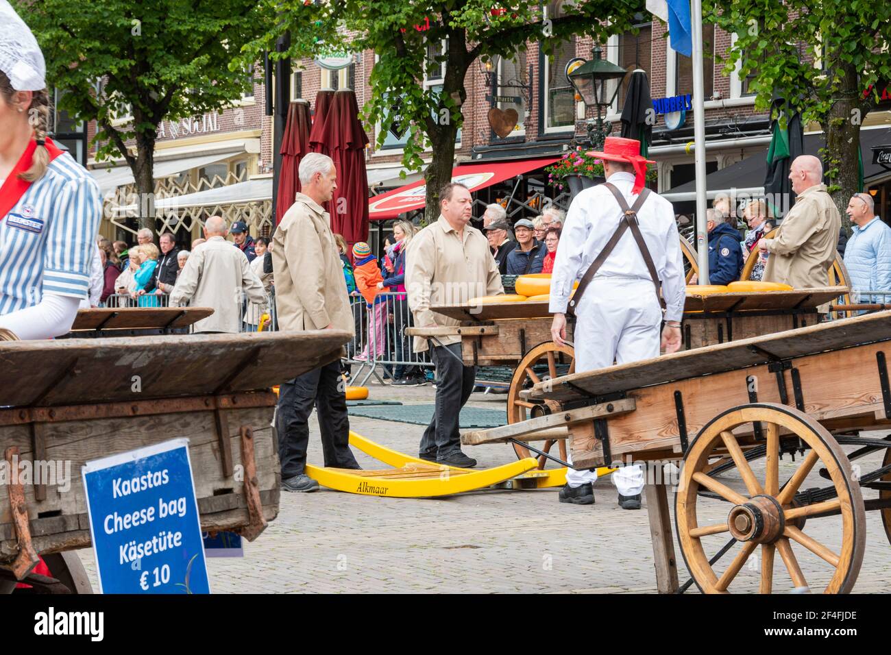Alkmaar, Netherlands; May 18, 2018: Cheese Market people watching the exhibition Stock Photo