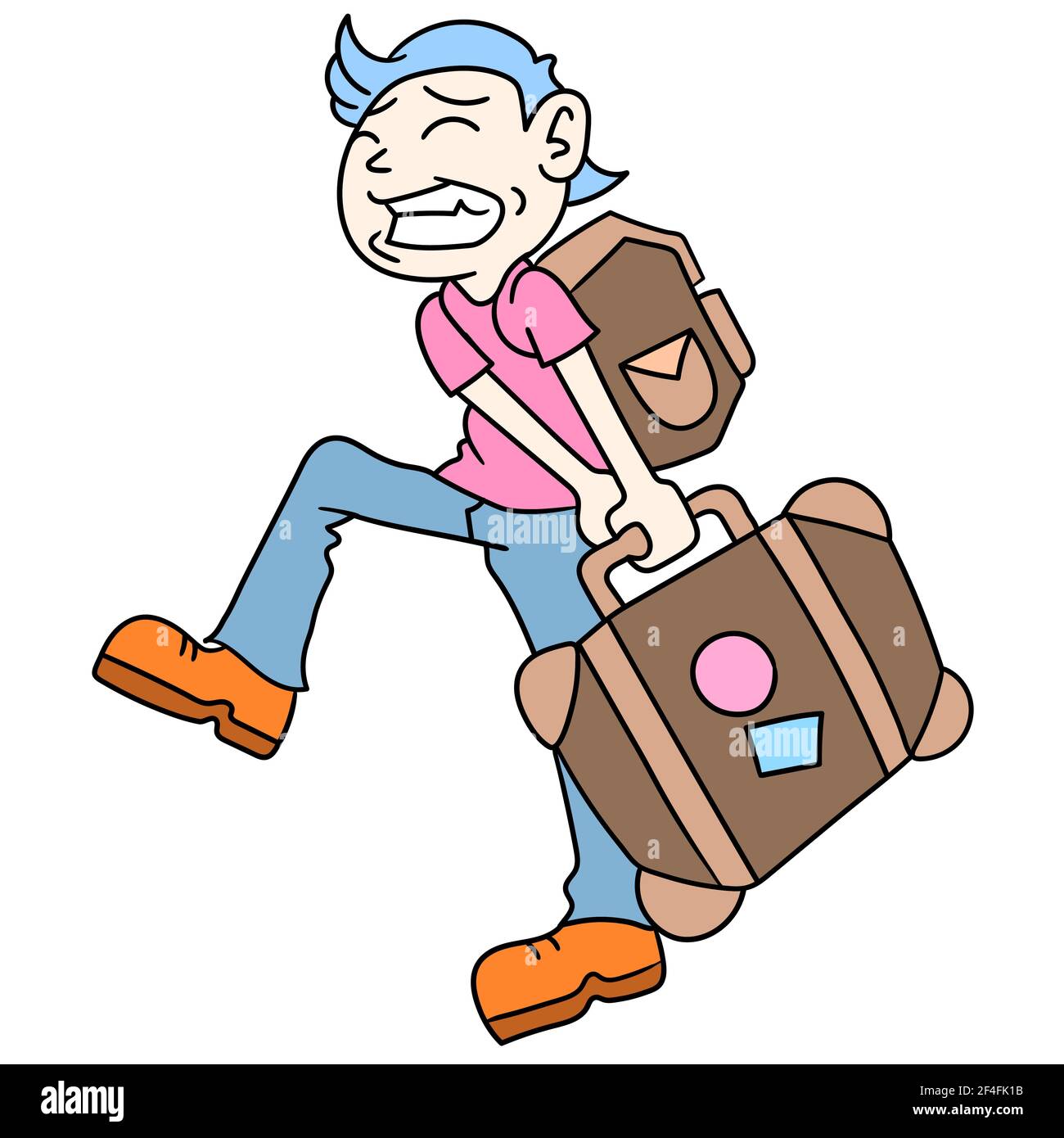 men traveling with heavy suitcases Stock Vector