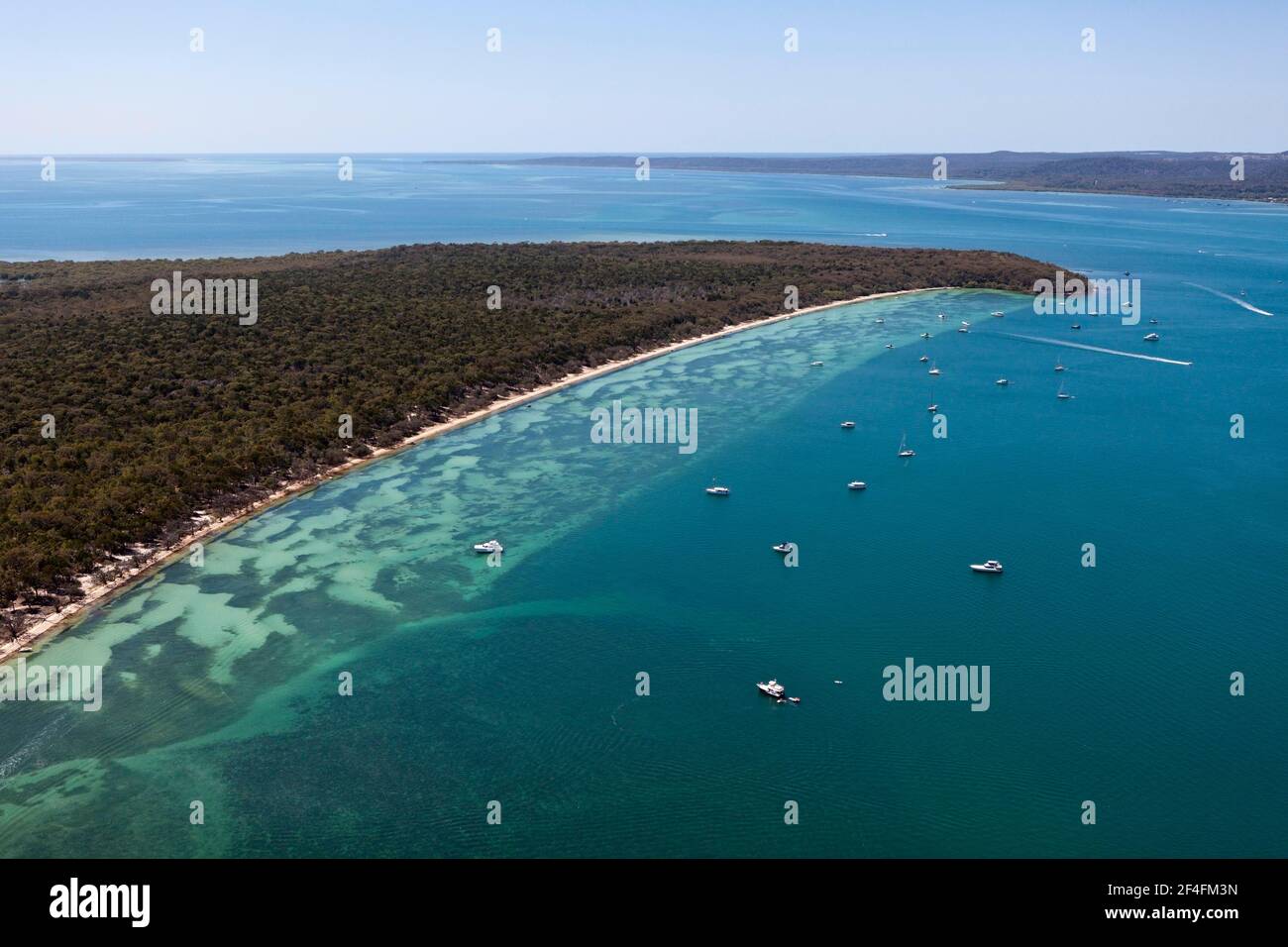 Aerial view of Peel Island, Moreton Bay, Brisbane, Australia Stock Photo