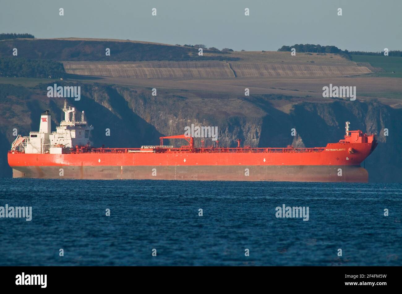 The TEEKAYShipping shuttle tanker Petroatlantic moored in the Moray Firth midway between Nairn and the Black Isle in North East Scotland. Stock Photo