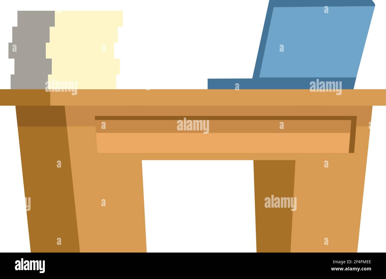 laptop in desk Stock Vector