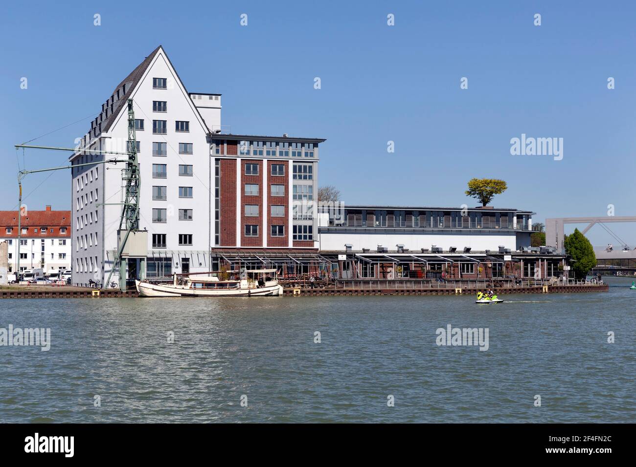 Kreativkai in the city harbour I, service, culture and gastronomy location, Muenster, Westphalia, North Rhine-Westphalia, Germany Stock Photo
