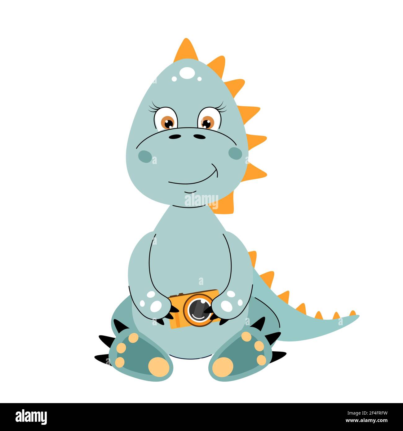 Cute dinosaur sitting with camera in hands Stock Vector Image & Art - Alamy