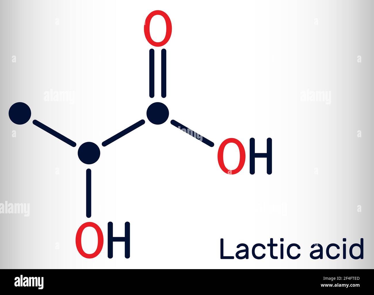 Lactic acid, lactate, milk sugar, C3H6O3 molecule. It is food additive E270 and alpha-hydroxy acid AHA. Skeletal chemical formula. Vector illustration Stock Vector