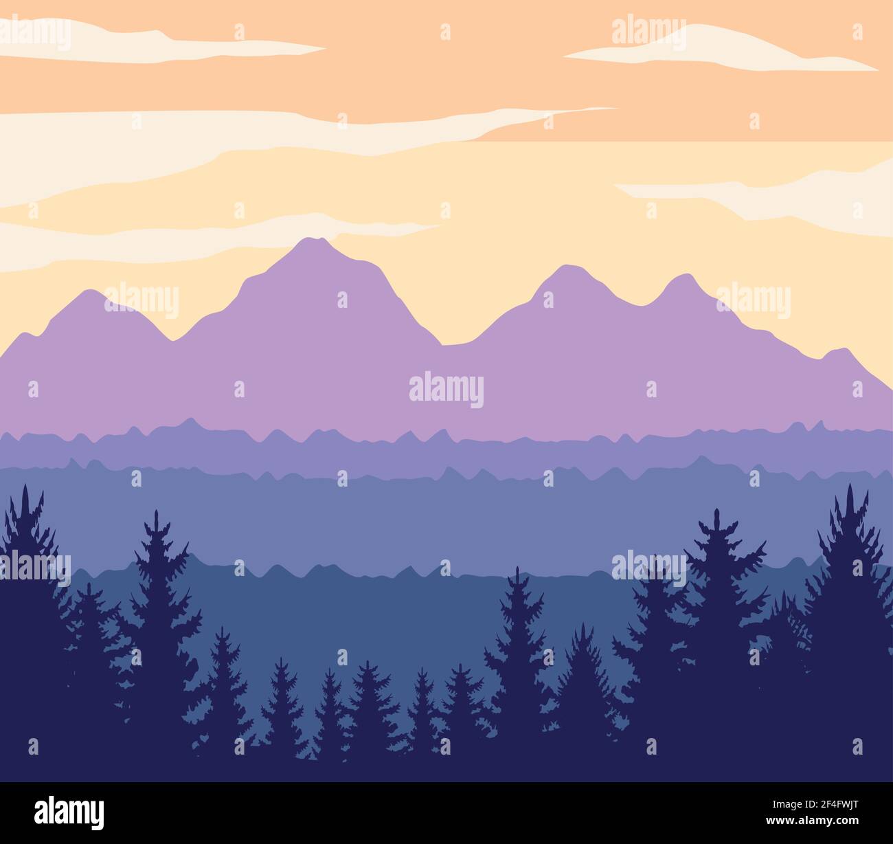 Pines and mountains Stock Vector Images - Alamy