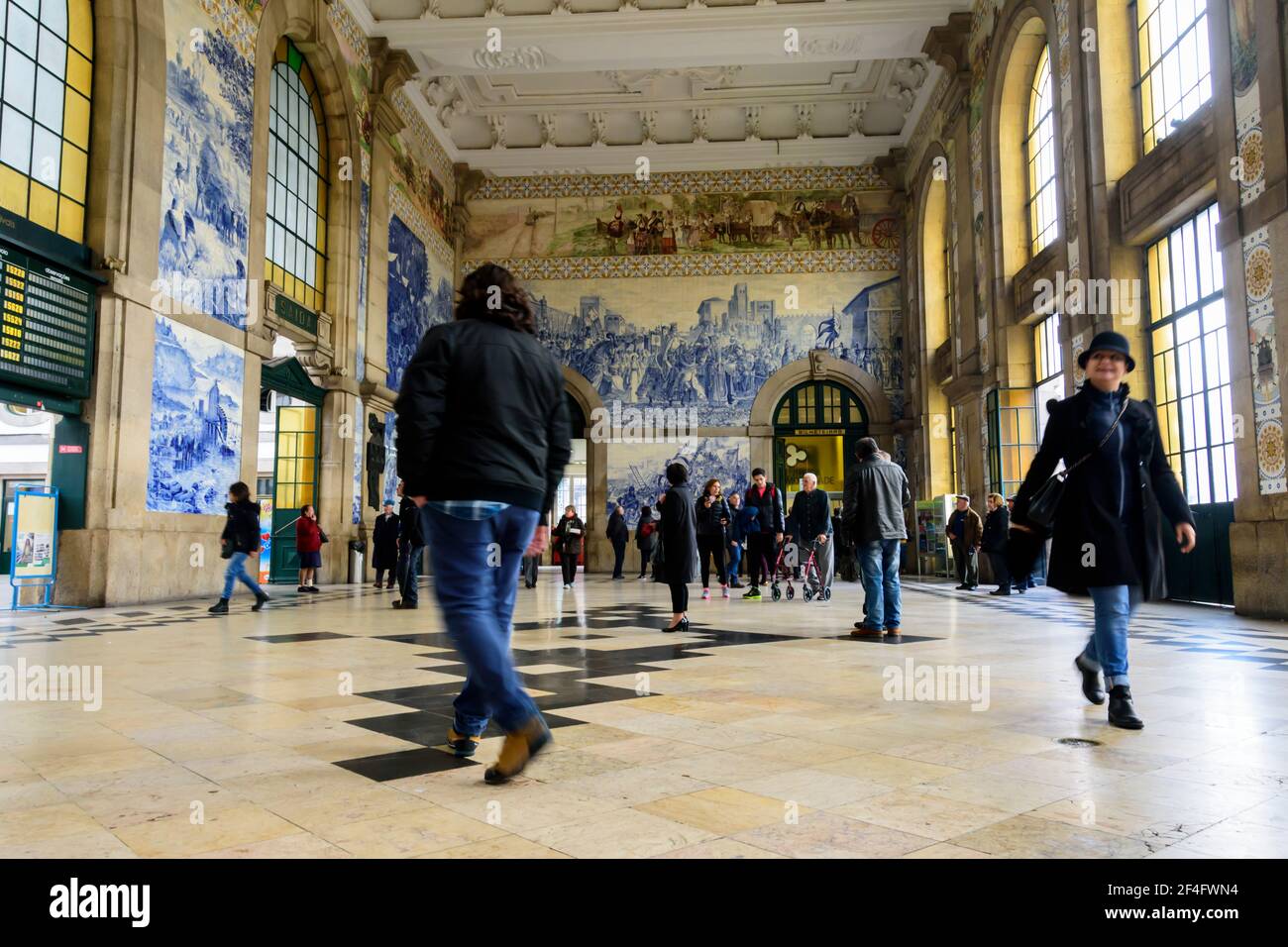 Interior of São Bento railway stationin Porto, Portugal. Stock Photo