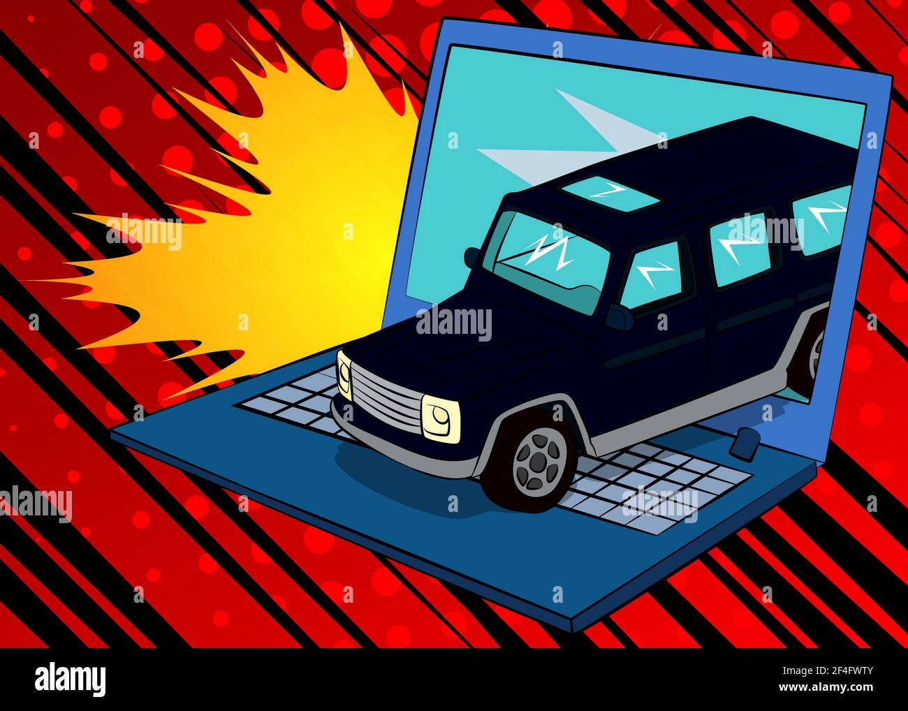 Auto rental, online sale, purchase, carsharing concept. Comic book ...