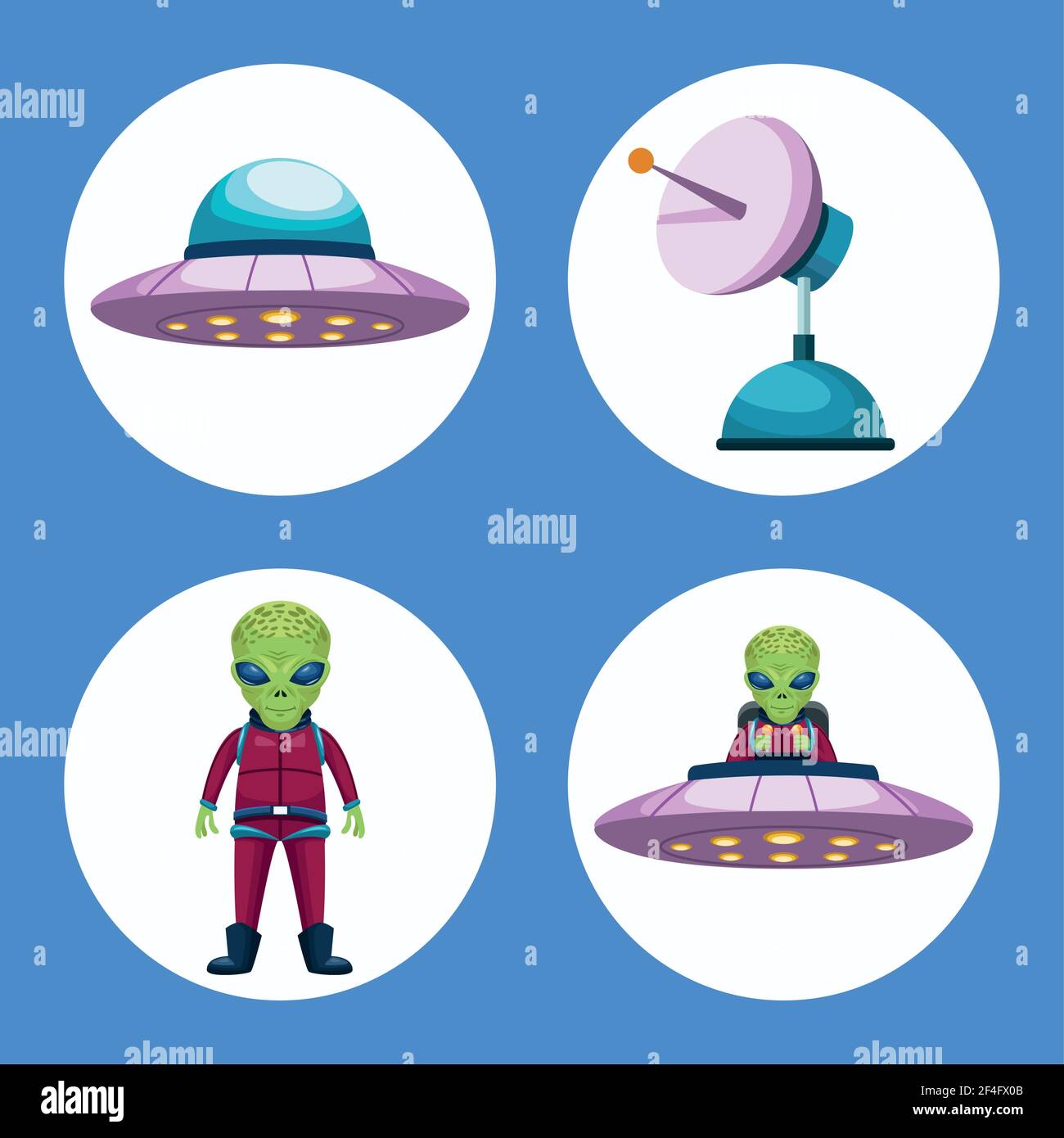aliens and icons Stock Vector