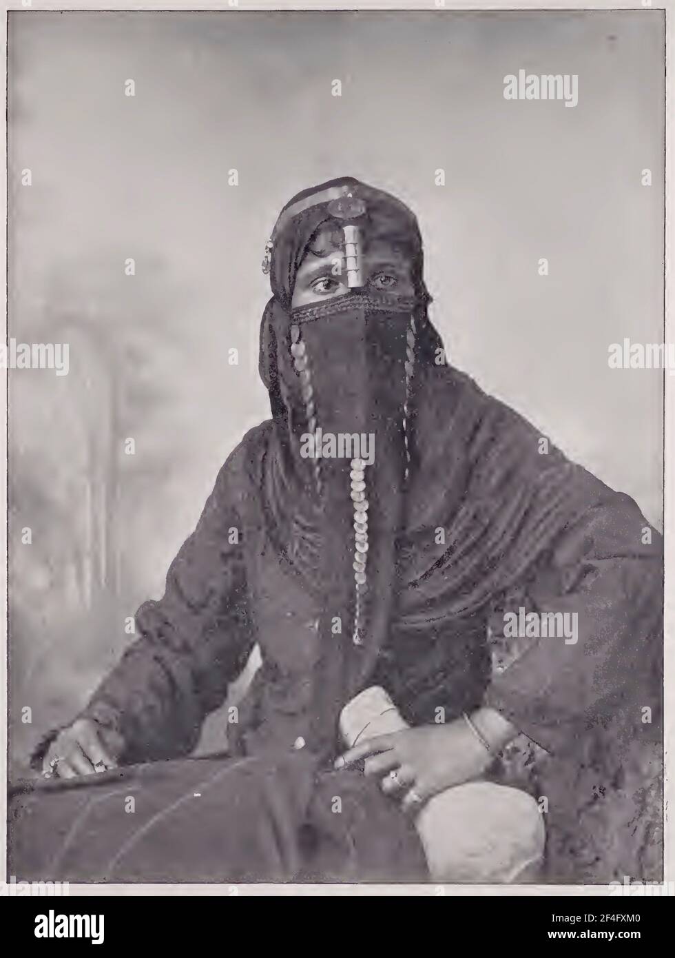 Vintage photograph of Turkish market woman from Istanbul - 1832 Stock Photo
