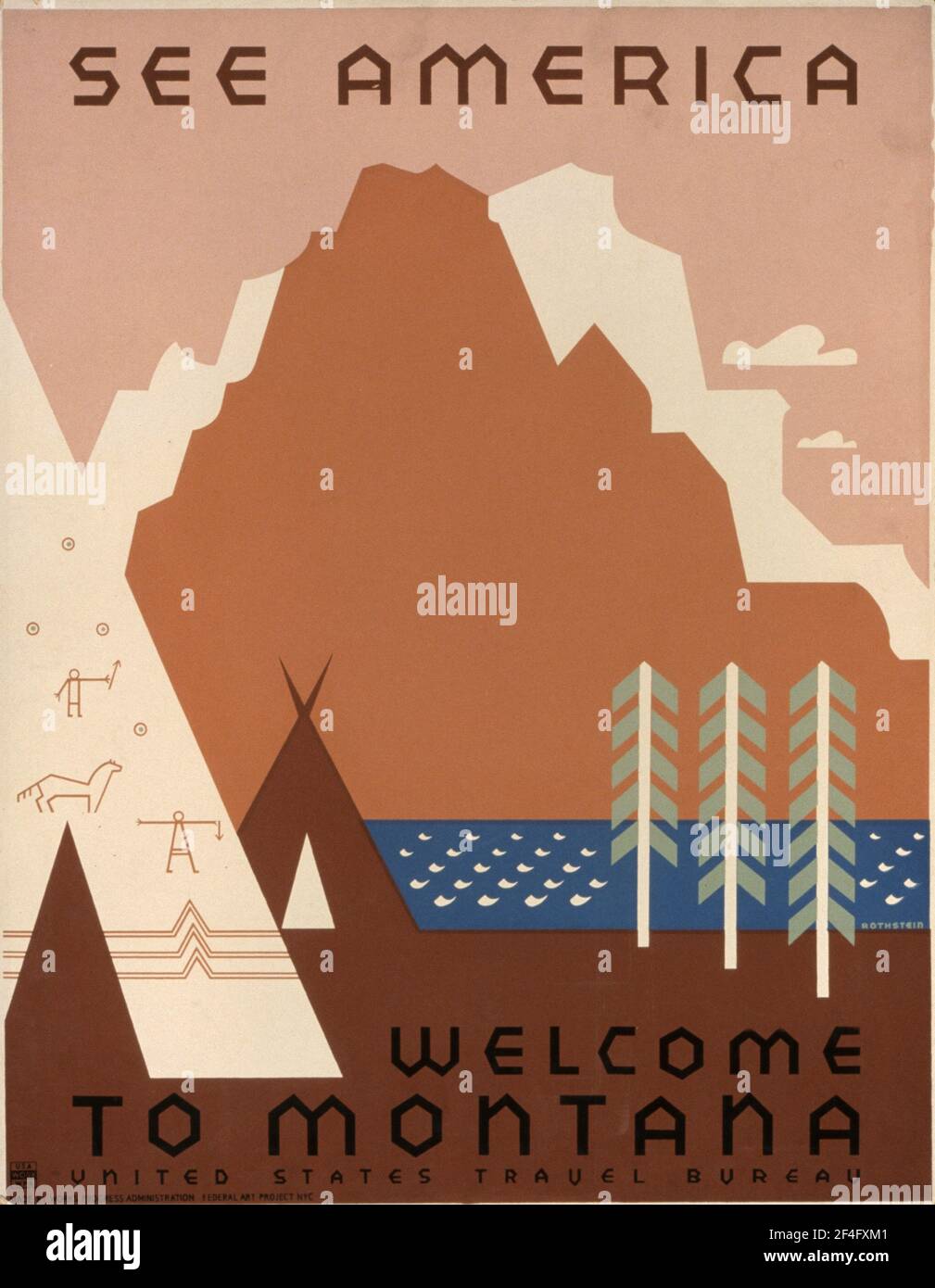 Vintage travel poster from the 1920s for Montana in the USA Stock Photo