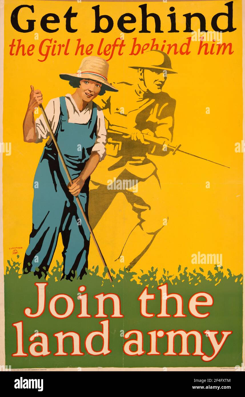 An first world war recruitment poster for volunteers to work the 