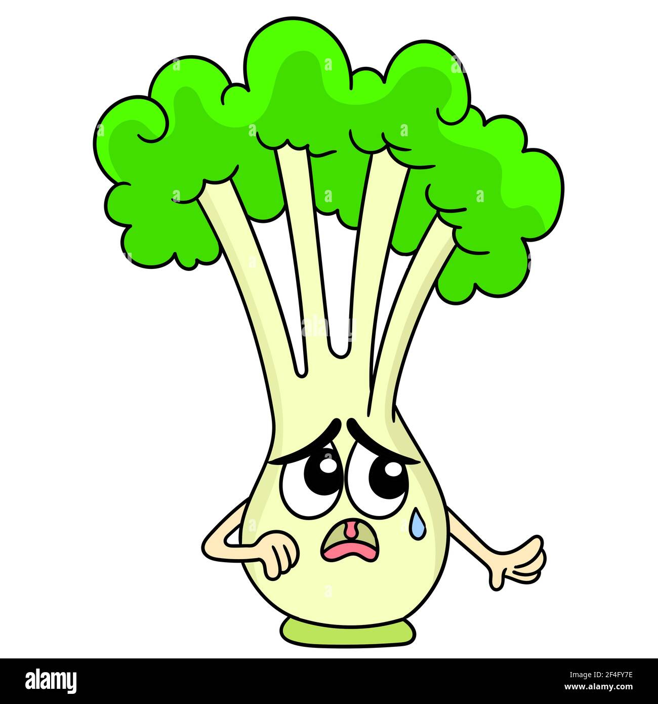 celery cartoon plant vegetable afraid faced expression Stock Vector