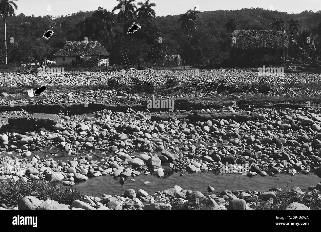 Dry bed of Rio Cauto river, Cuba, Granma province, 1963. From the Deena Stryker photographs collection. () Stock Photo