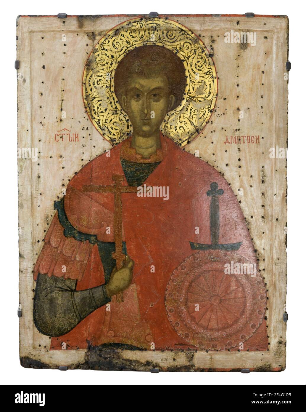 St Demetrius of Thessalonica. Orthodox icon form Pskov. First half of the 15th century Stock Photo