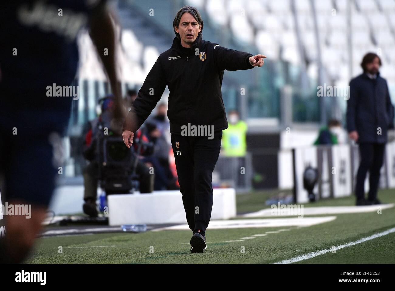 Turin, Italy. 21st Mar, 2021. Filippo Inzaghi coach of Benevento Calcio reacts during the Serie A football match between Juventus FC and Benevento Calcio at Allianz stadium in Torino (Italy), March 21th, 2021. Photo Federico Tardito/Insidefoto Credit: insidefoto srl/Alamy Live News Stock Photo