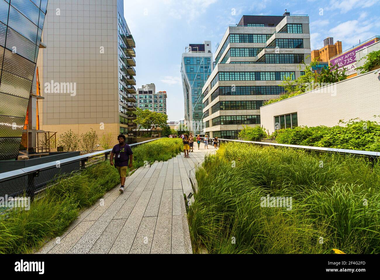 People walking on the High Line trail Stock Photo
