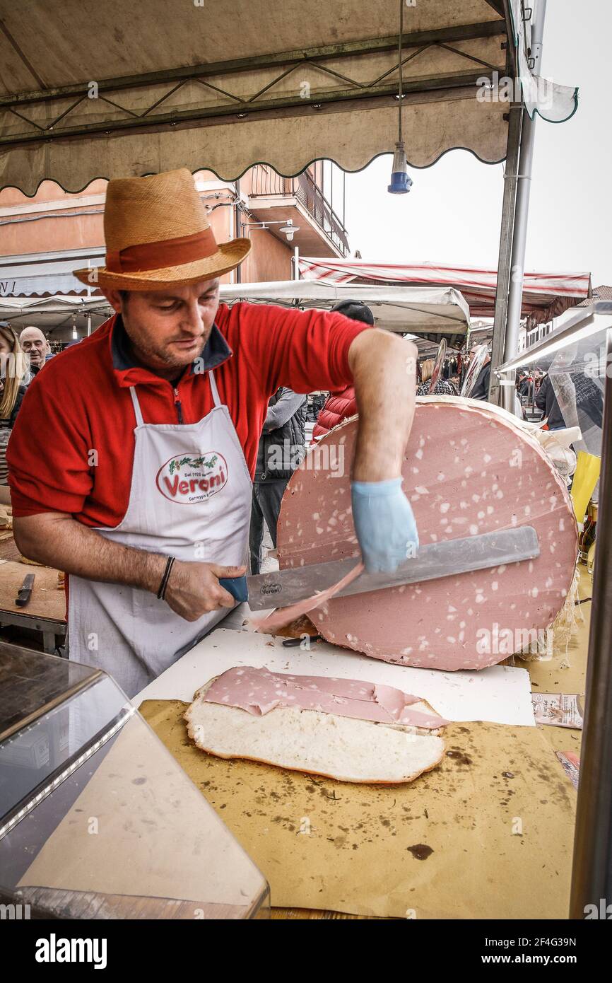 Italy Emilia Romagna - Santarcangelo di Romagna  Fiera di San Martino - Mortadella Stock Photo